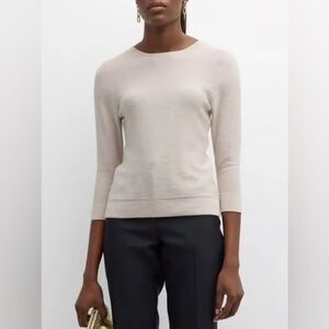 FRANCES VALENTINE metallic 3/4-Sleeve Crewneck Top 89% wool $298